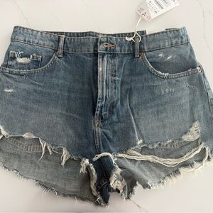 Zara Blue Distressed Jean Shorts